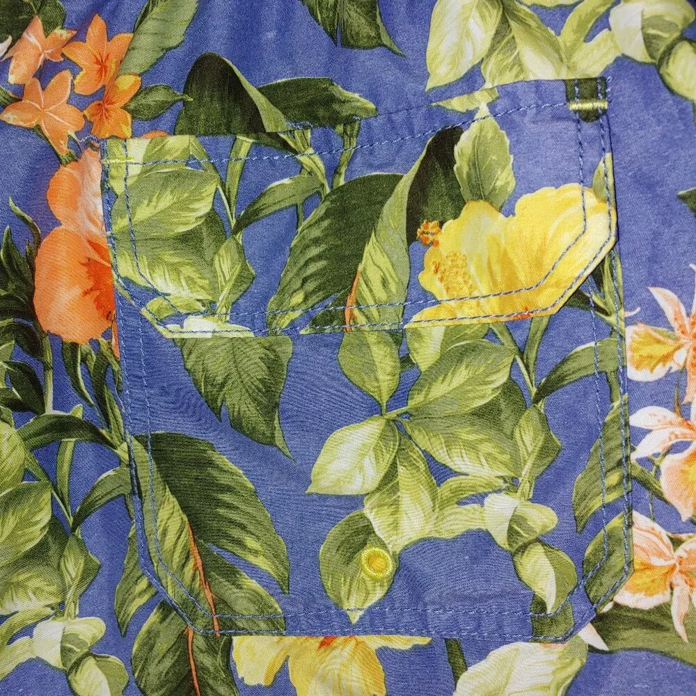Tommy Bahama Swim Trunk Size L Tropical FLoral Blue